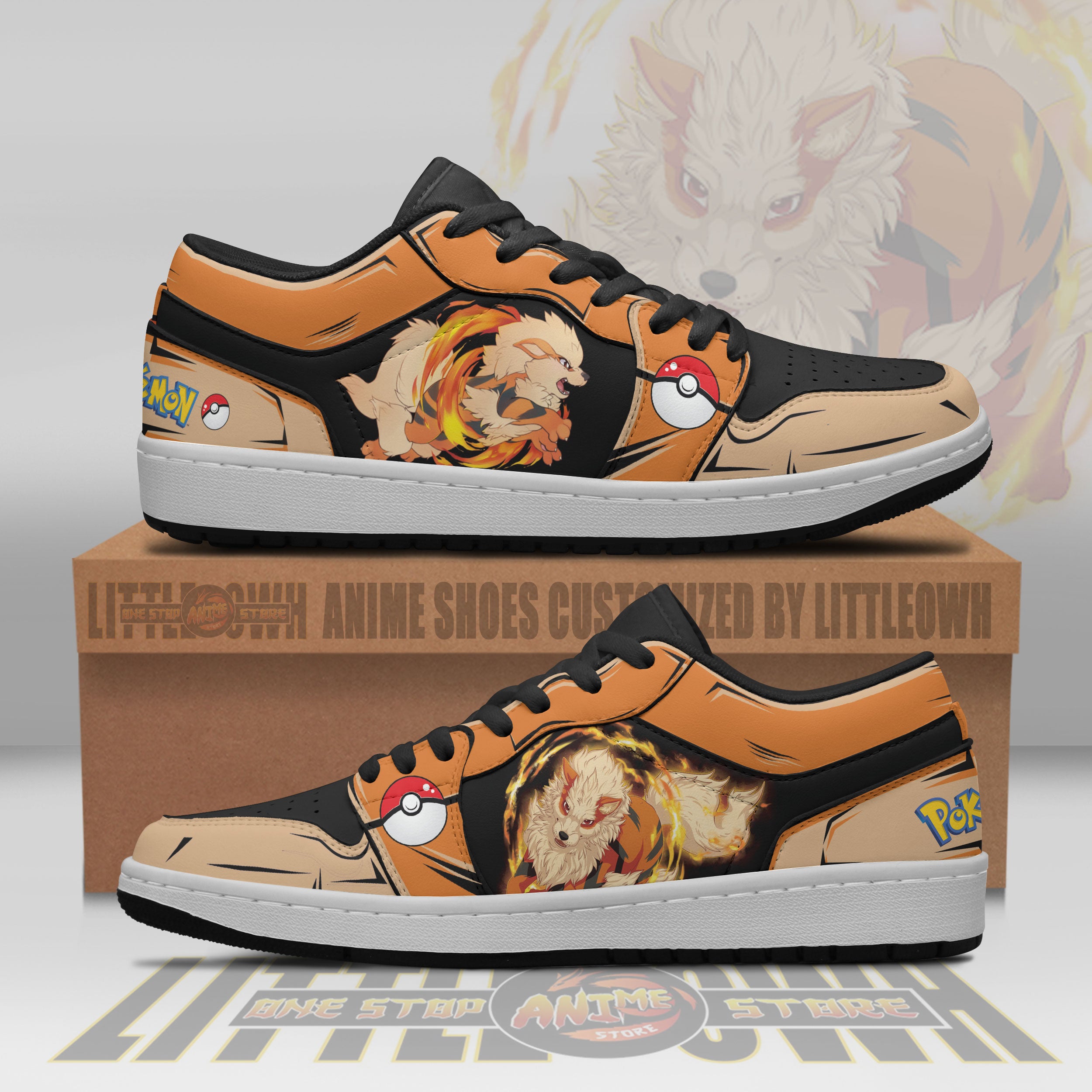 Arcanine Pokemon Anime Shoes Custom Jd Low Sneakers