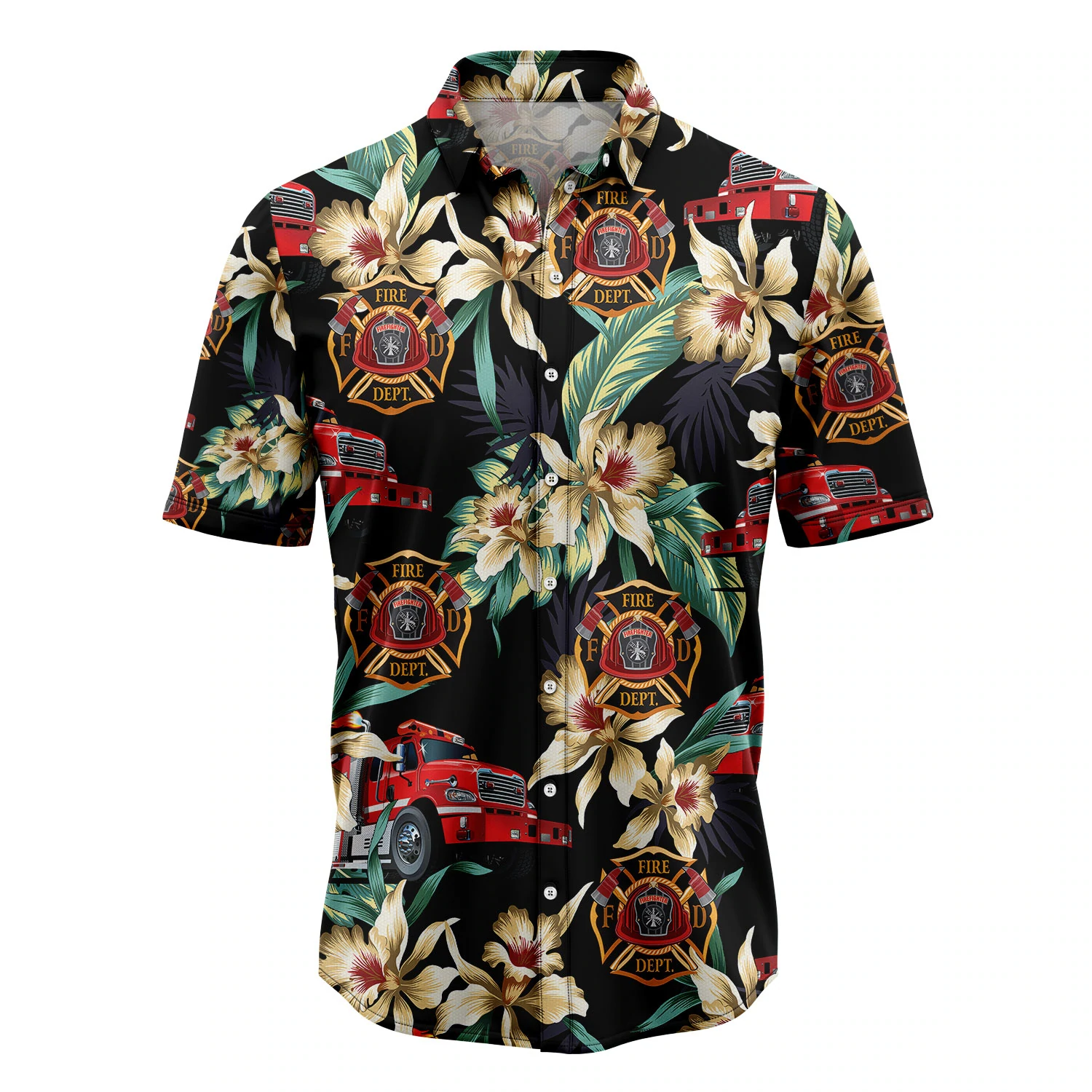 Firefighter Floral Vintage Hawaii Summer Hawaii Shirts For Women Aloha Beach Shirt Ha5898