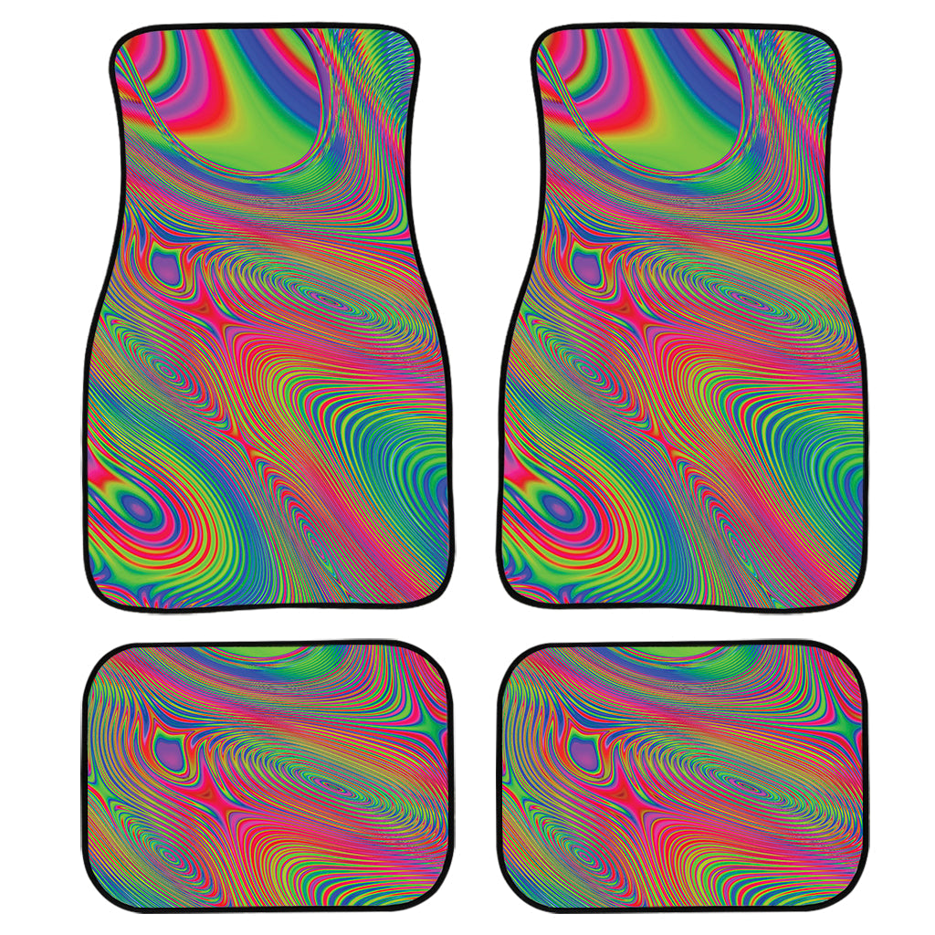 Psychedelic Rave Print Front And Back Car Floor Mats, Front Car Mat