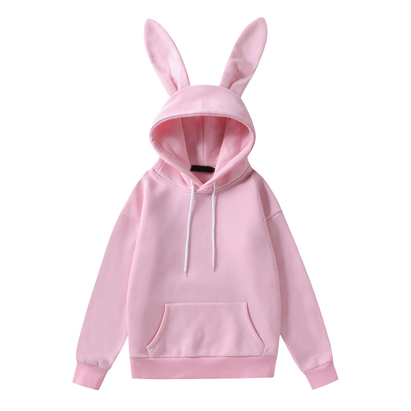 Cute Bunny Women Hoodies Sweatshirts 2021 Harajuku Casual Rabbit Ears Hooded Pullover Pink Yellow Oversized Steetwear For Girls alx