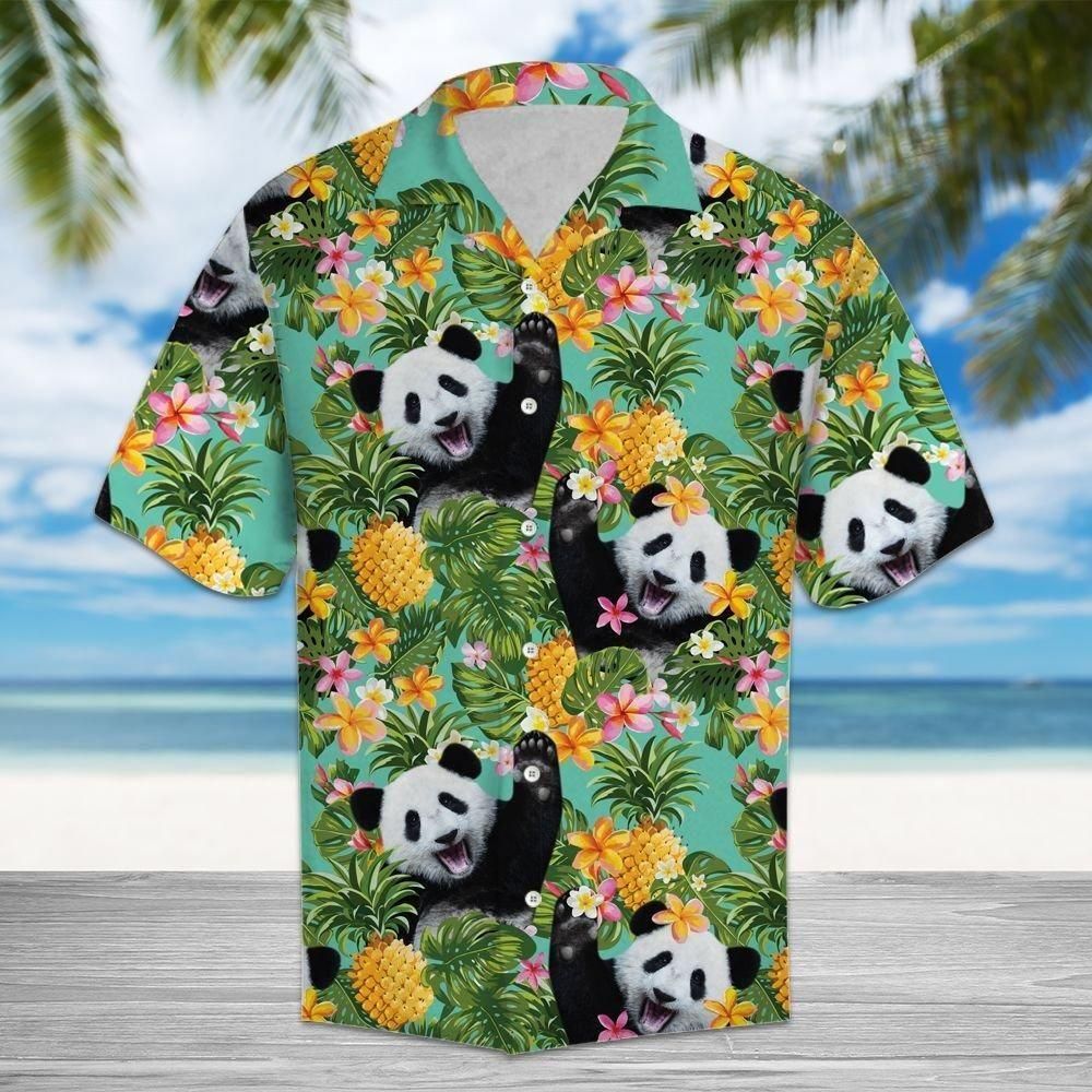 Tropical Pineapple Panda Aloha Hawaiian Shirt Colorful Short Sleeve Summer Beach Casual Shirt For Men And Women