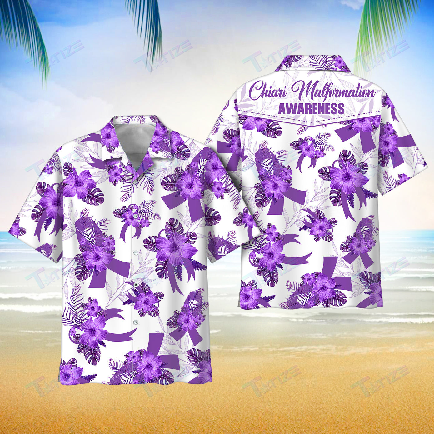 Chiari Malformation Awareness Aloha All Over Printed Hawaii Shirt Size S Ha9588