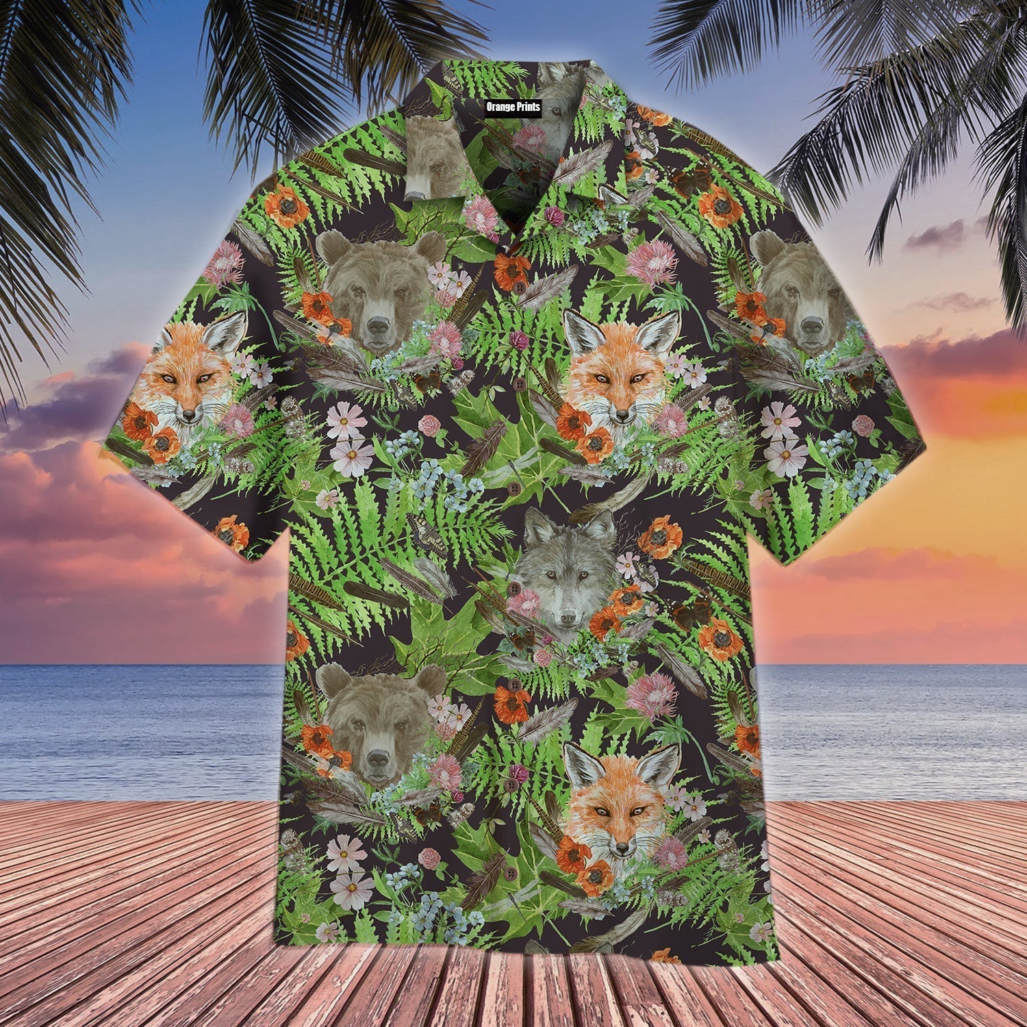 Vintage Style Pattern Wolf Aloha Hawaii Shirts For Men Women Ha10900