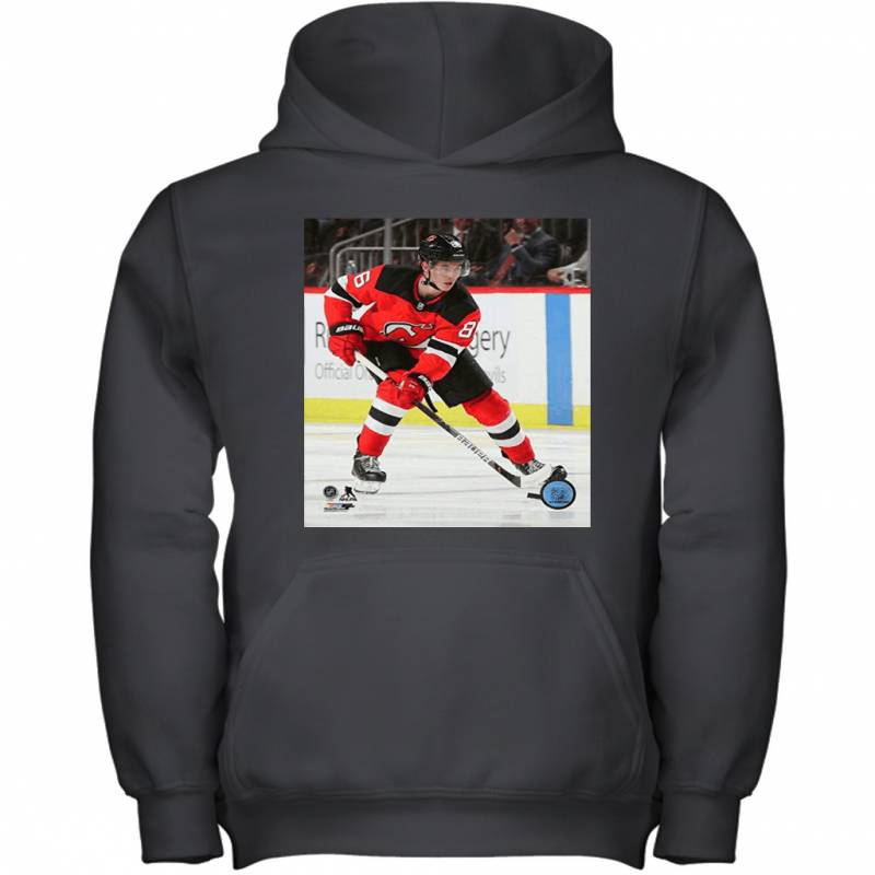 Jack Hughes New Jersey Devils in Action Youth Hoodie