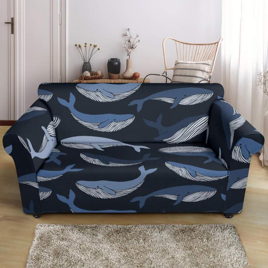 Humpback Whale Pattern Print Loveseat Cover