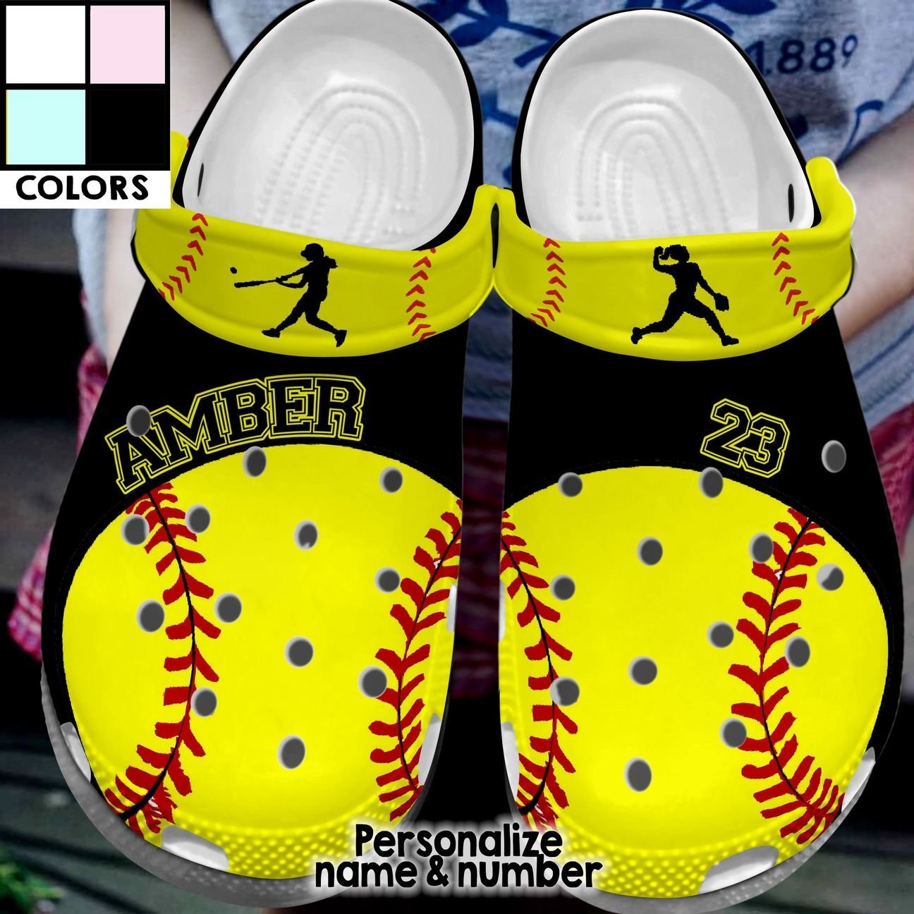 Softball Personalized Clog, Custom Name, Text, Color, Number Fashion Style For Women, Men, Kid, Print 3D Just Softball