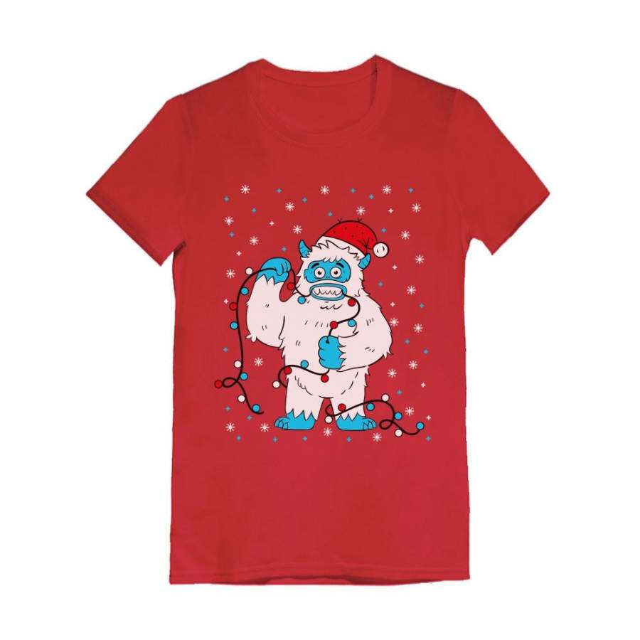 Ugly Christmas Snow Monster Yeti Xmas Infant Girls’ Fitted T-Shirt