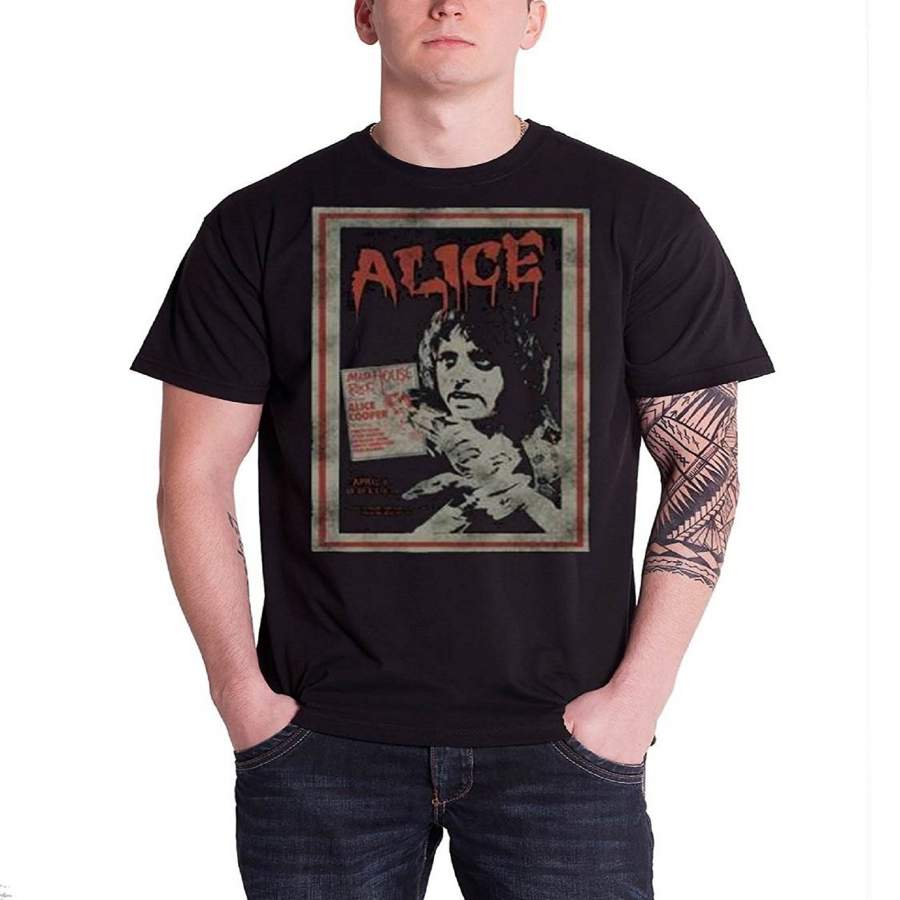 Alice Cooper T Shirt Black Vintage Poster Mad House Rock Men’S Punk T-Shirt