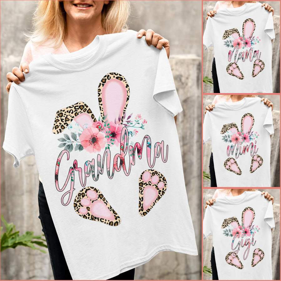 Grandma Bunny Flower Leopard | T-Shirt