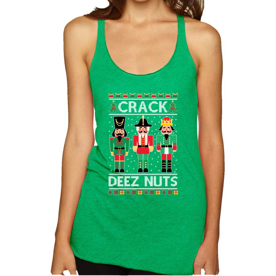 Crack Deez Nuts Meme Ugly Christmas Sweater Christmas Tri-Blend Racerback Tank Top