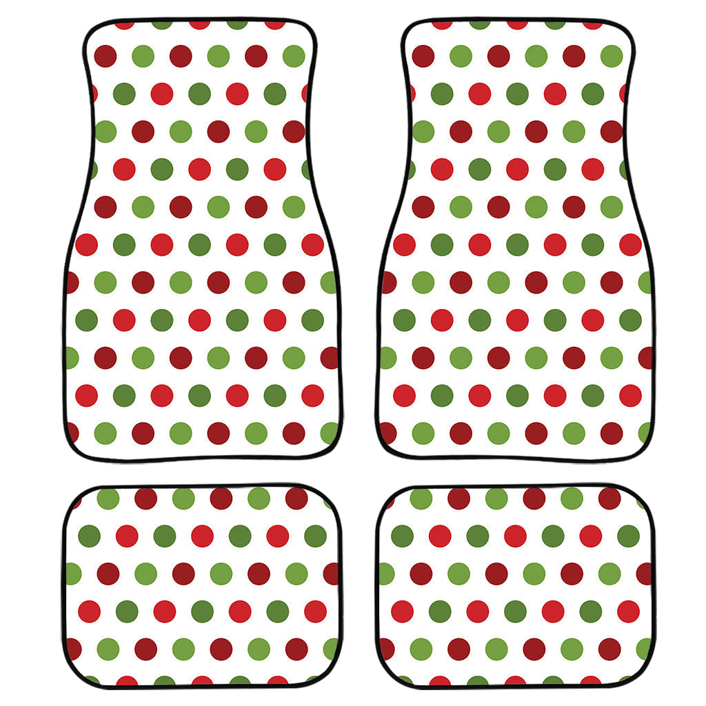 Merry Christmas Polka Dot Pattern Print Front And Back Car Floor Mats, Front Car Mat