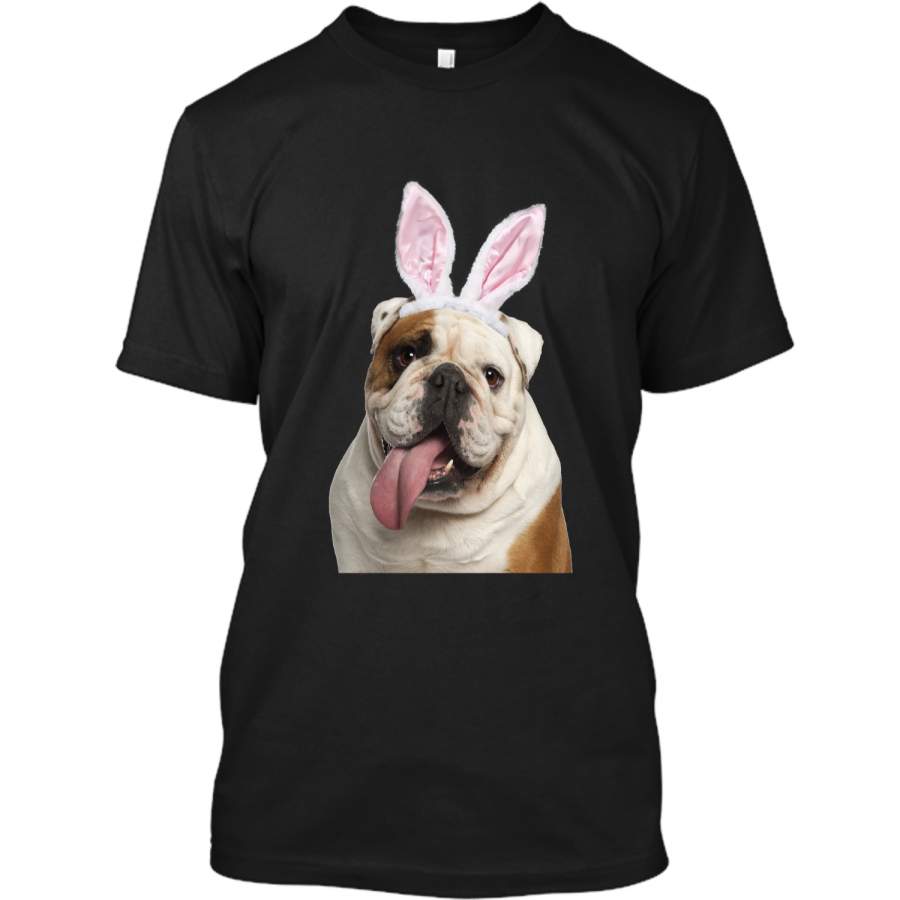 Bulldog Wearing Easter Bunny Ears Dog T-Shirt Custom Ultra Cotton