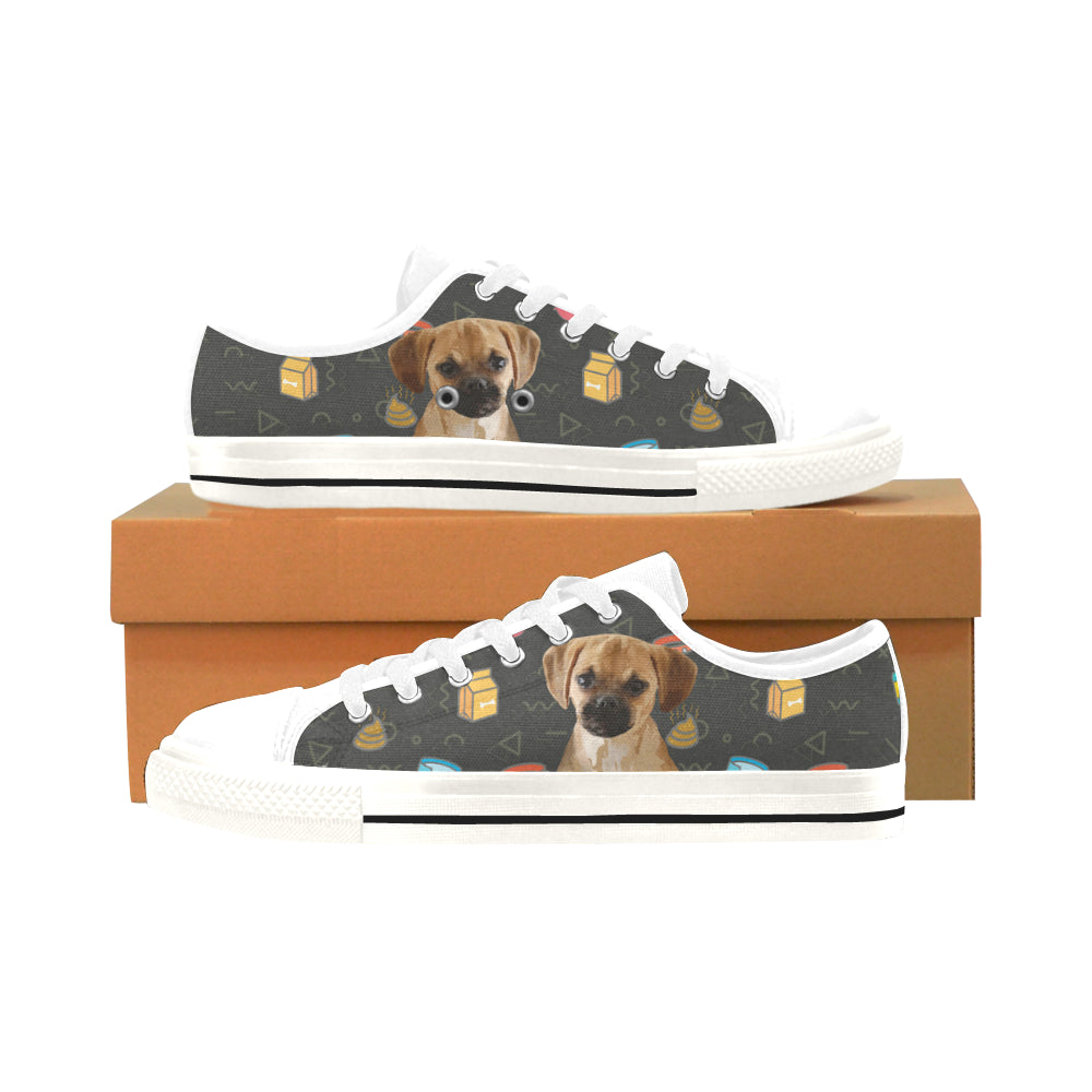 Puggle Dog White Men’s Classic Canvas Shoes/Large Size