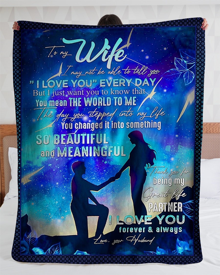 To My Wife From Husband – Couple Custom Name Text Personalized Fleece Blanket Print 3D