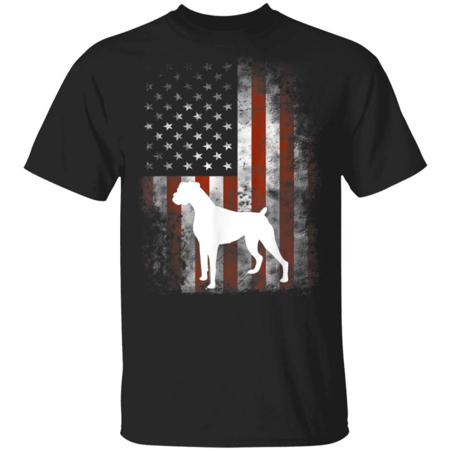 White Boxer Dog Shirt Patriotic American Flag 4th Of July TShirt