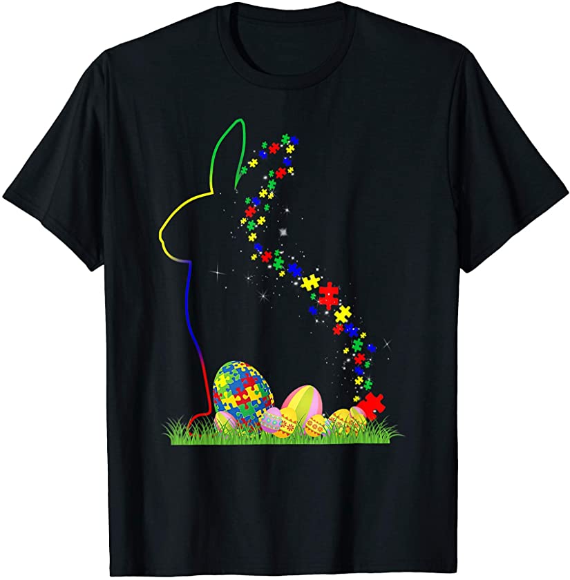 Autism Awareness Puzzle – Easter Bunny Eggs Funny Kids Girl T-Shirt