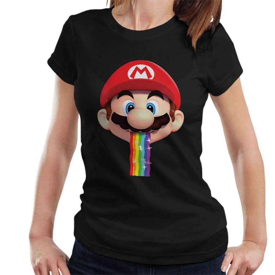 Super Mario Mario Puking Rainbow Snapchat Filter Women’s T-Shirt