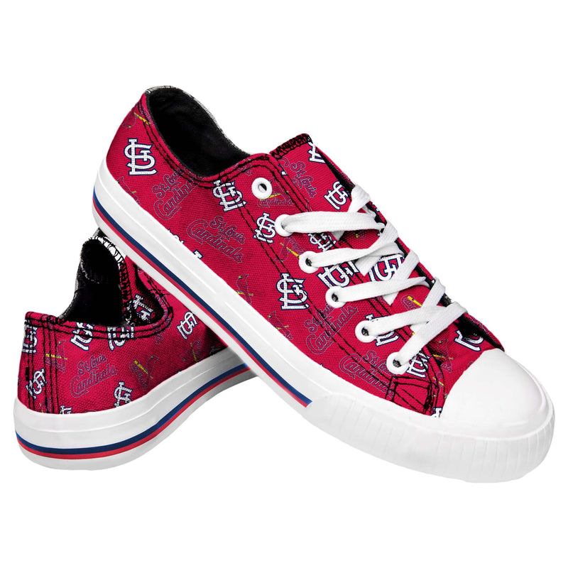 St Louis Cardinals MLB Womens Low Top Repeat Print Canvas Shoes