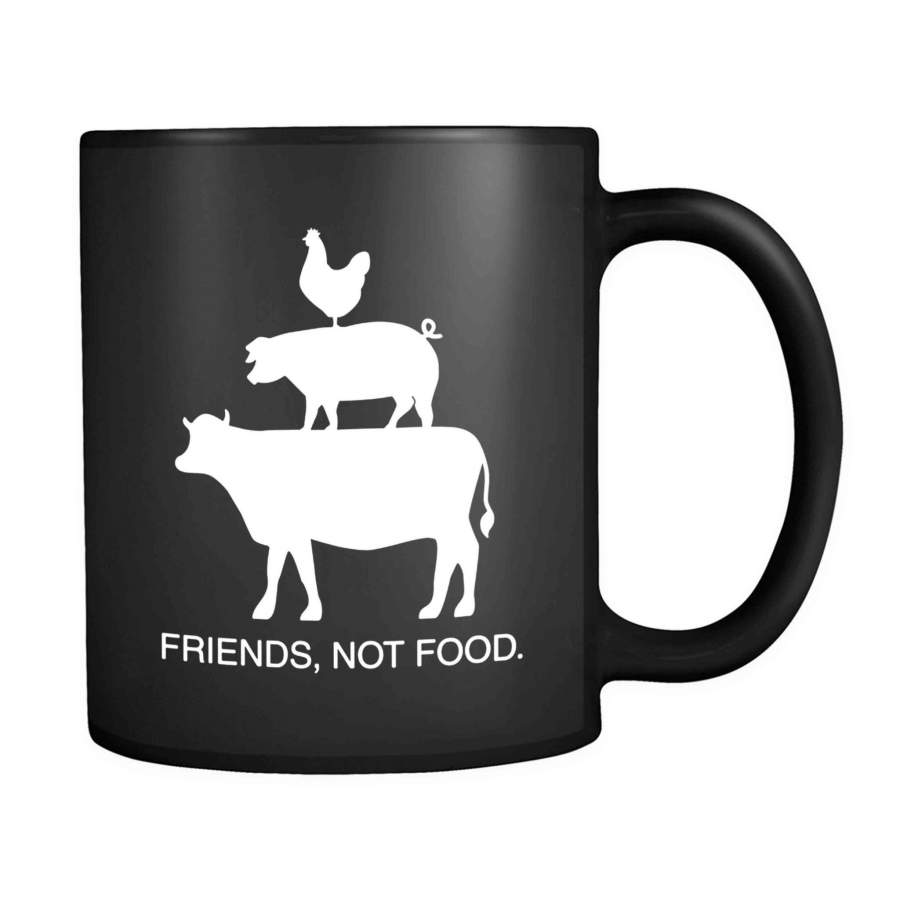 Vegetarian Farm Animal Friends Not Food Vegan Cow Pig Chicken Pyramid 2 11oz Mug