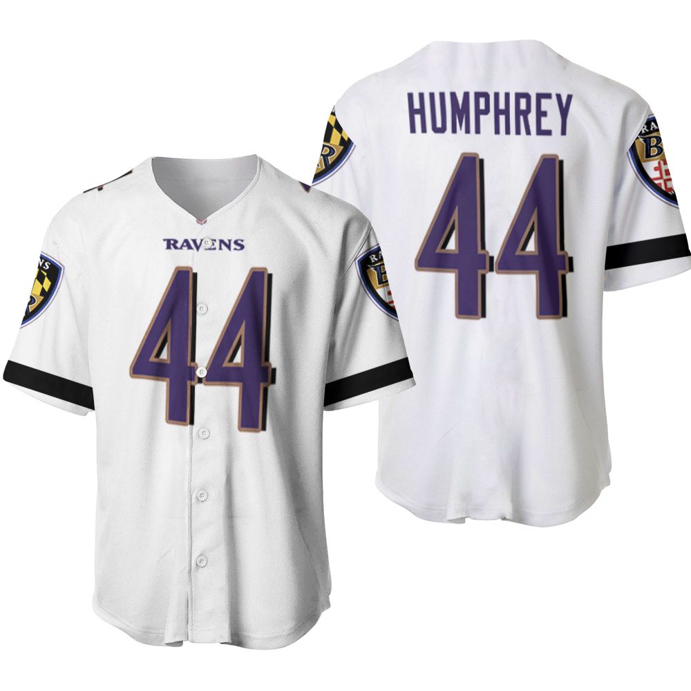 Baltimore Ravens Marlon Humphrey #44 NFL Great Player White 100th Season 3D Designed Allover Gift For Baltimore Fans Baseball Jersey