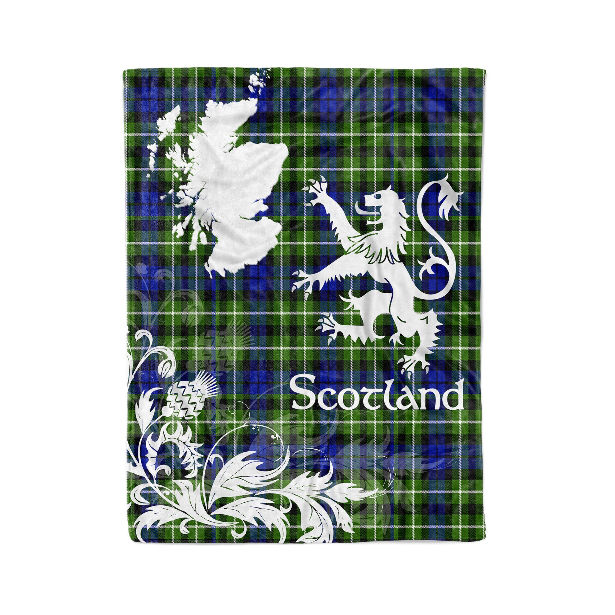 Tartan Plaid Fleece Blanket Tartan Blanket Thistle And Lion Scottish Clan Monteith Hunting Plaid Blanket