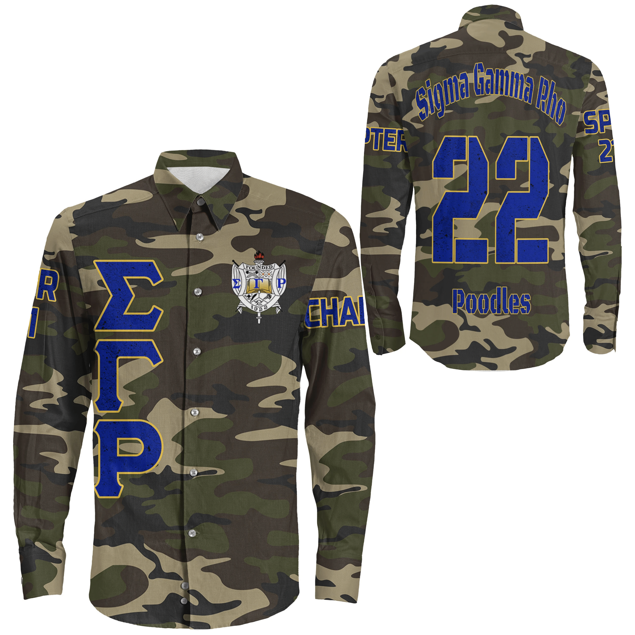 (Custom) Africa Zone Shirt – Sigma Gamma Rho Camouflage Long Sleeve Button Shirt A31