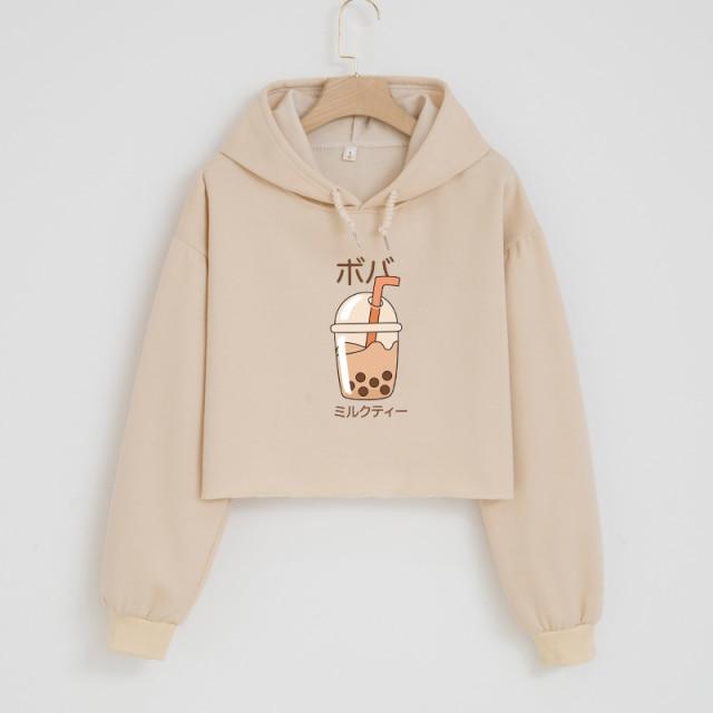 Boba Milk Tea Soft Cropped Hoodie