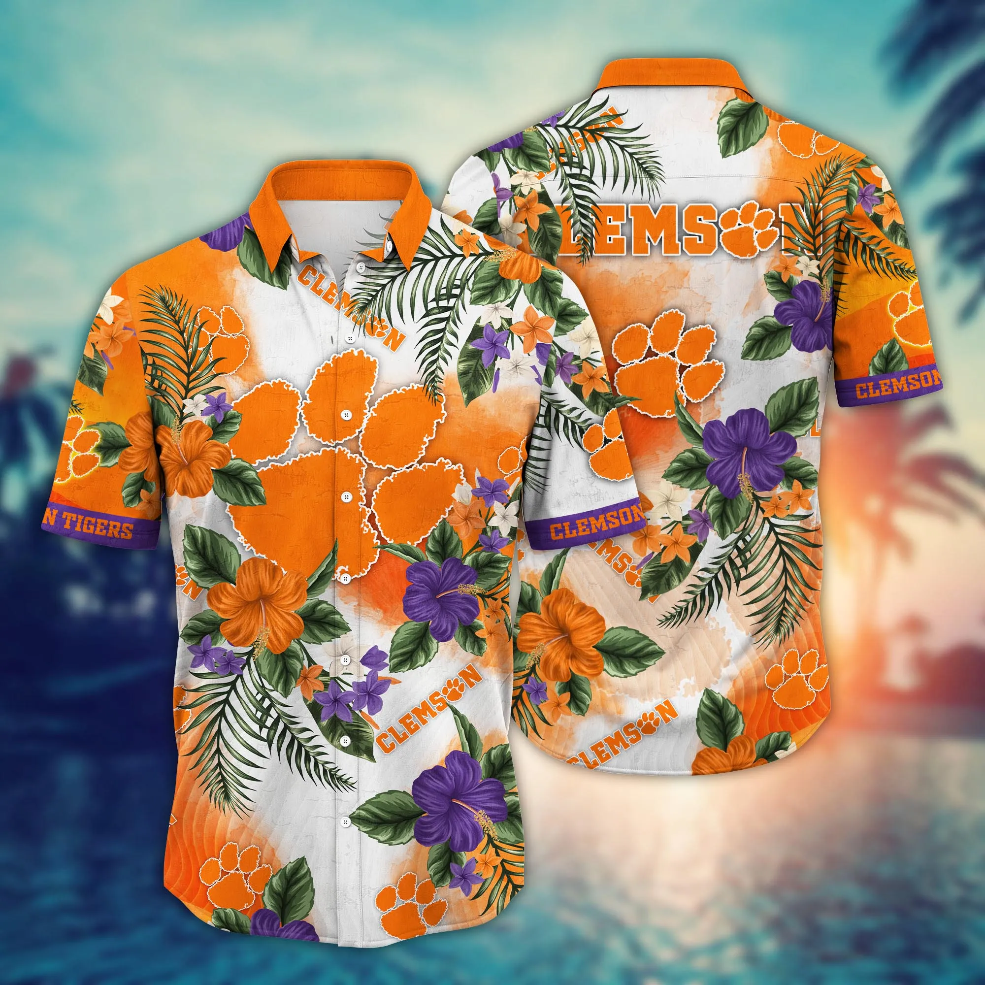 Clemson Tigers NCCA Hawaiian Shirt Golden Hourtime Aloha Shirt