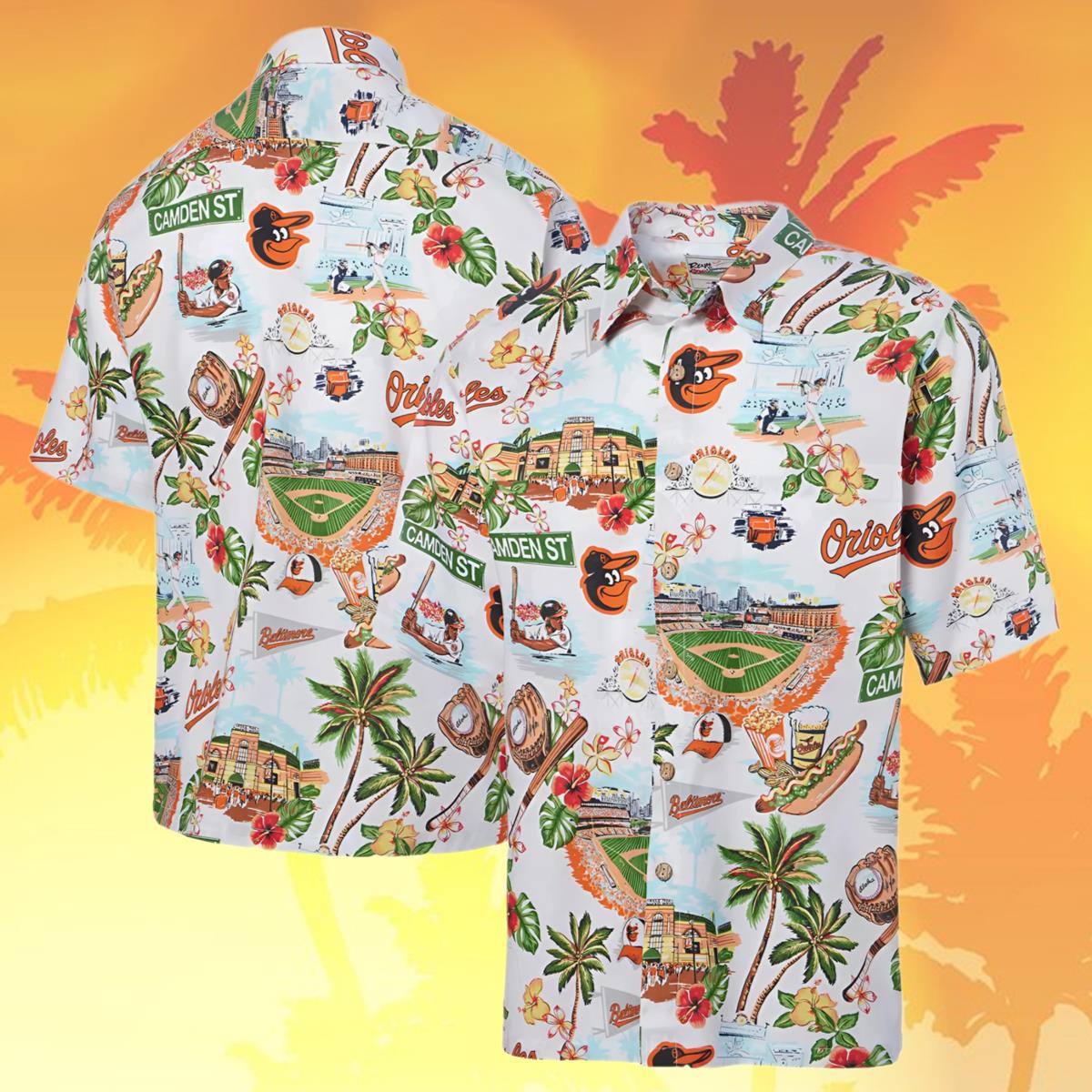 Mens Reyn Spooner White Orioles Hawaiian Shirt Mens