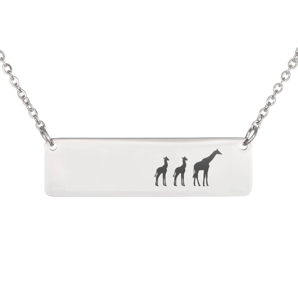 Personalized Mama Giraffe + 2 Baby Giraffes – Necklace