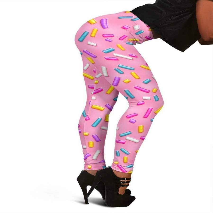 Pink Candy Pattern Print Women Leggings