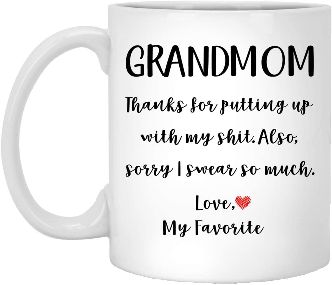 Grandmom Gifts From Daughter Son – Mothers Day Gifts For Grandmom Birthday Gifts – Funny Grandmom Coffee Mug Christmas Gift Ideas For Grandmom – White – 15Oz