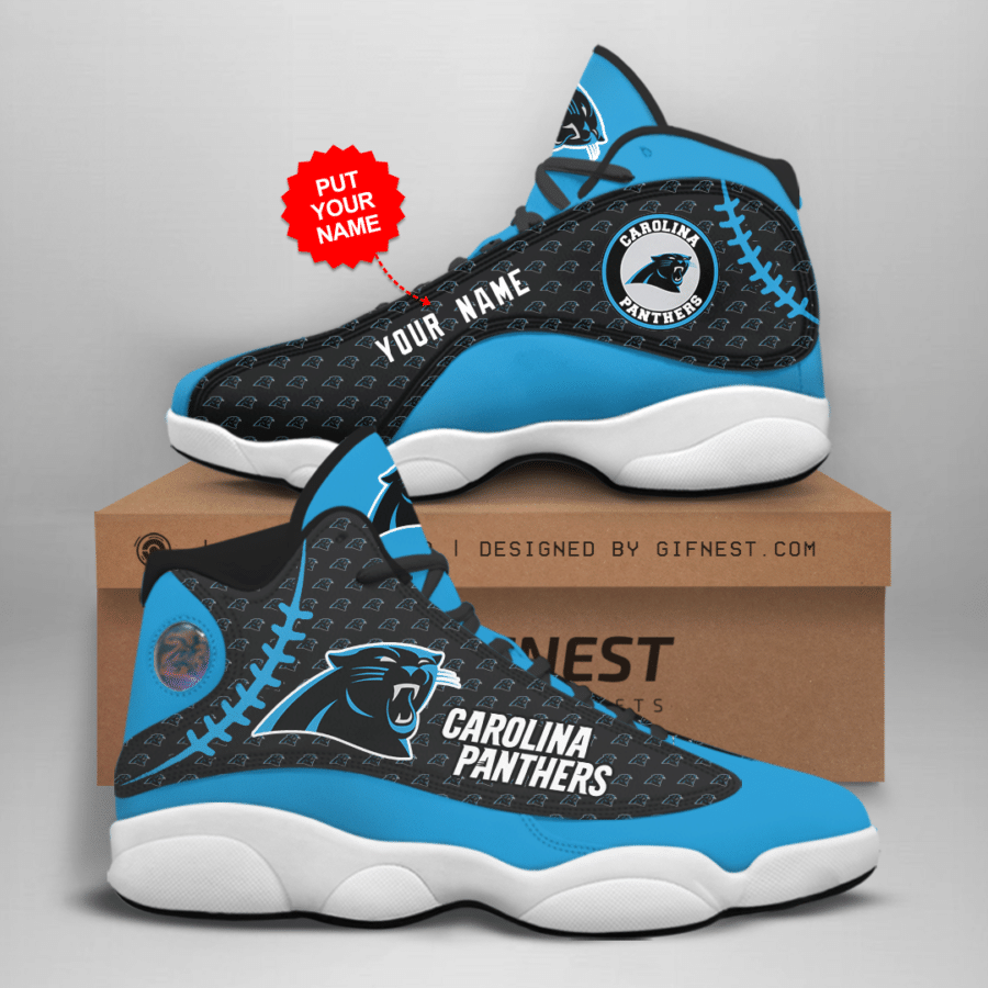 Carolina Panthers 02 Jordan 13 Personalized Shoes Carolina Panthers 02 Customized Name Sneaker