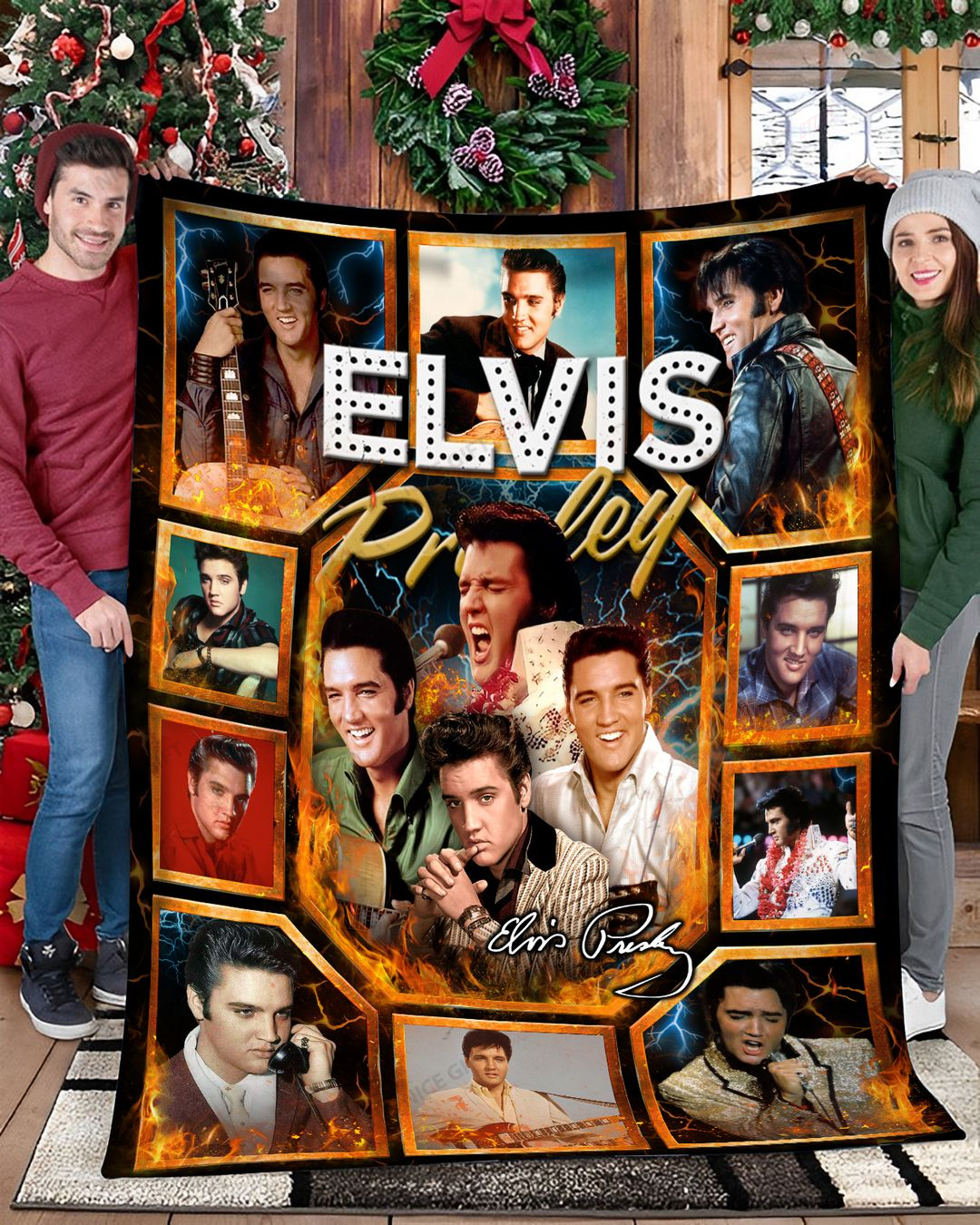 Elvis Presley Fleece Blanket Blk-J5T8