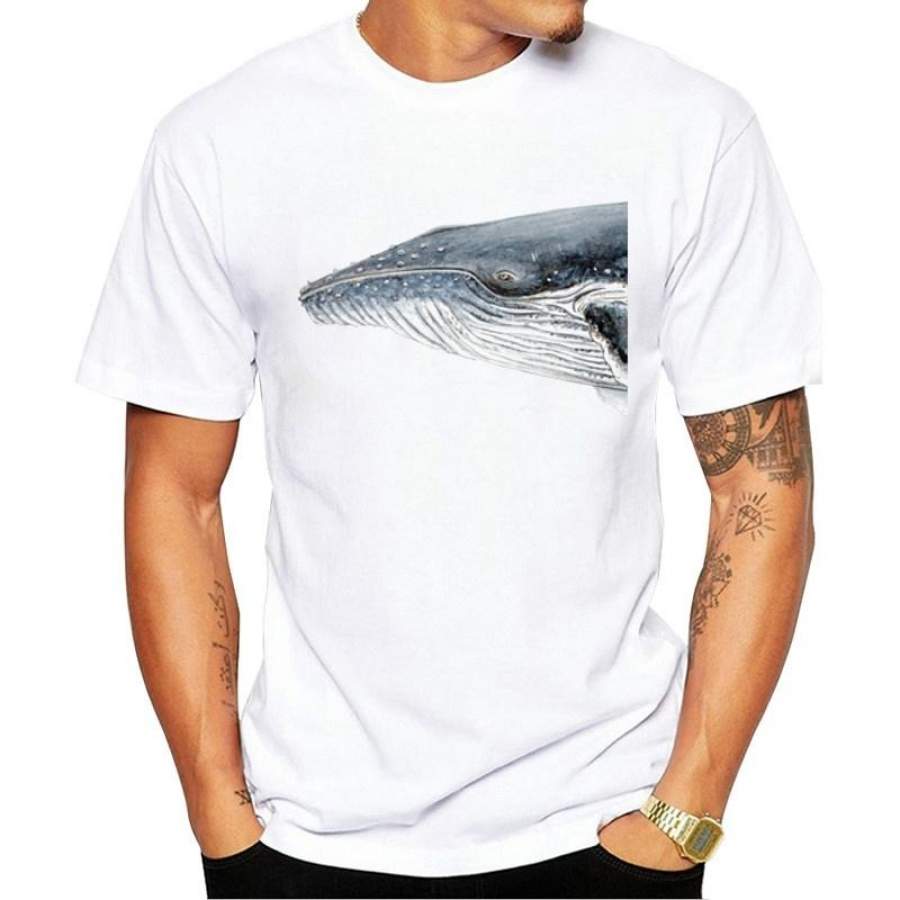 Humpback Whale Portrait Men T-Shirt Short Sleeve Vintage Printed Tops New Arrivals Men Tee Cool T Shirts