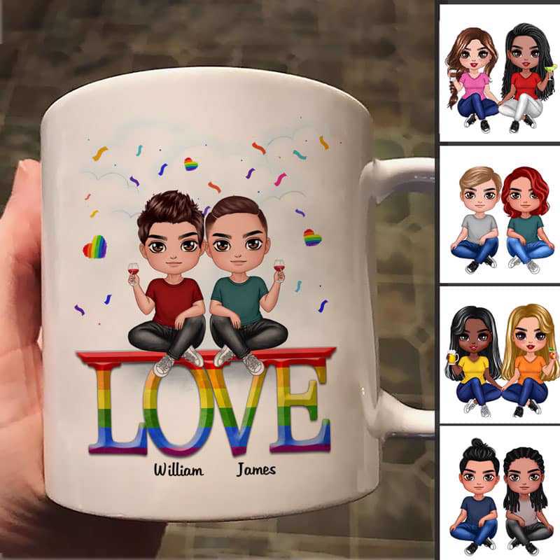 Lbgt Couple On Text Personalized Mug