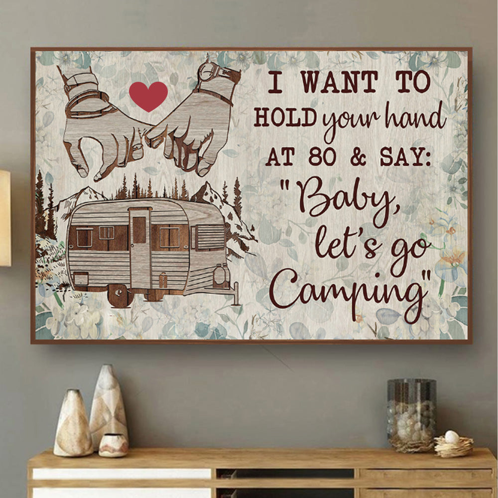 Camping Floral Hold Your Hand Couple Horizontal Poster & Canvas Home Decor Wall Art Visual Art