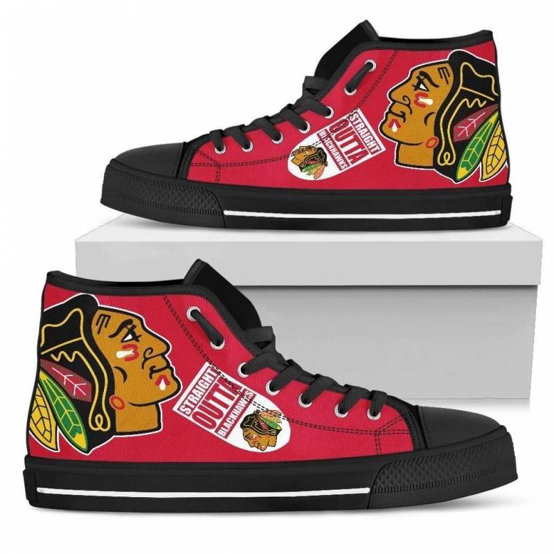 Straight Outta Chicago Blackhawks High Top Shoes #336