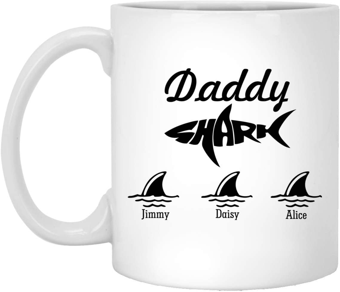 Personalized Coffee Mug Daddy Shark Double Wall Vacuum Insulated Tumbler 11Oz