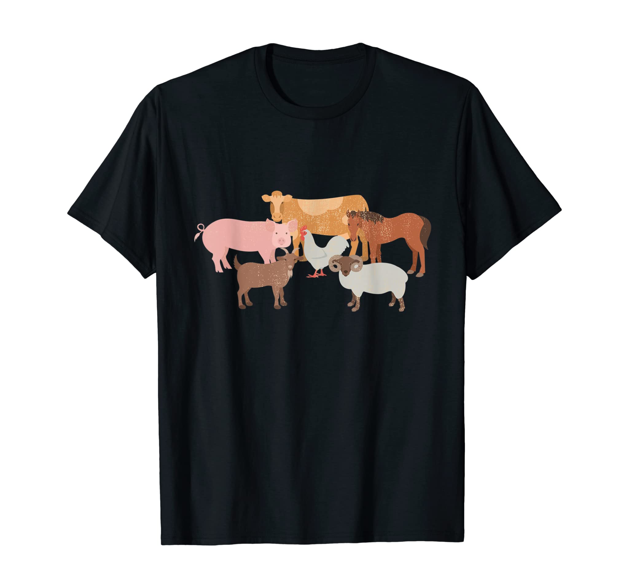 Cute Farm Animals Cow Pig Chicken Horse Sheep And Goat Tee