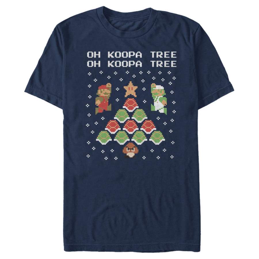 Nintendo Men’s Christmas Mario Bros. Koopa Tree  T Shirt