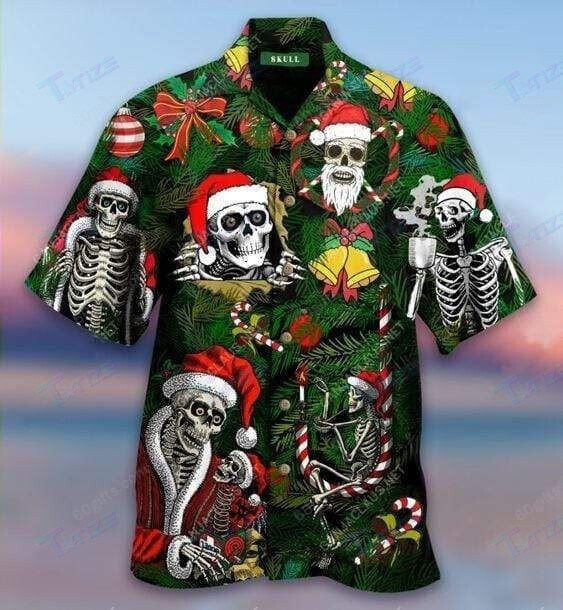 3D Merry Christmas Santa Skull Hawaiian Shirts, Hoodie, Zip Hoodie, Hoodie Dress, Sweatshirt All Over Print