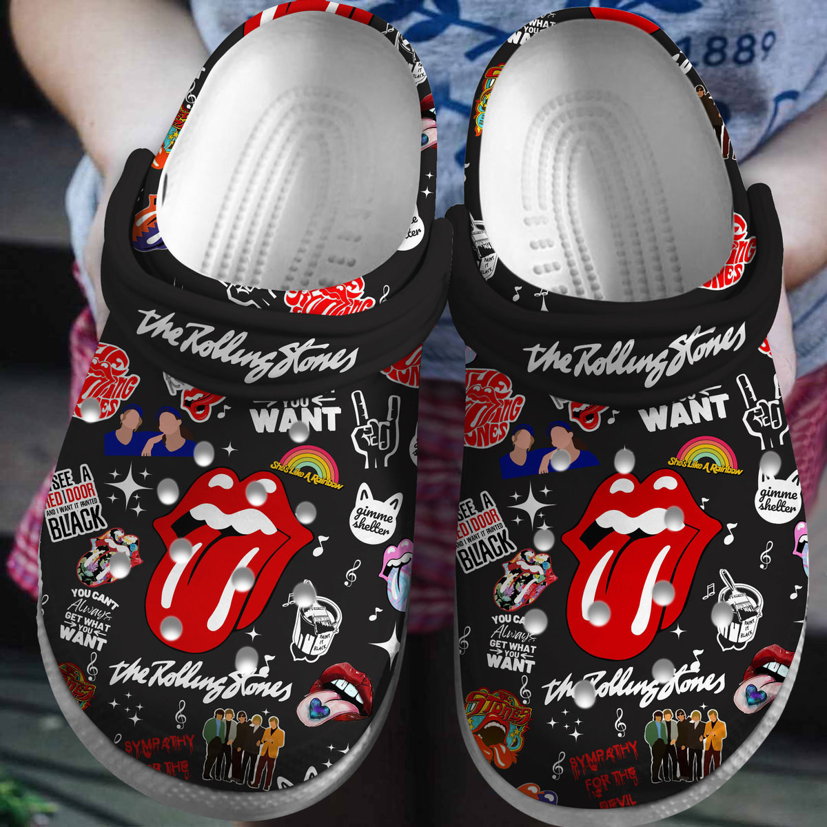 The Rolling Stones Music Crocs Crocband Clogs Shoes Comfortable For Men Women and Kids 3