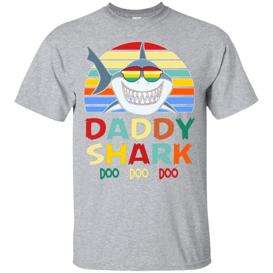 AGR Retro Vintage Daddy Shark Tshirt gift for Father Mens Cotton T-Shirt