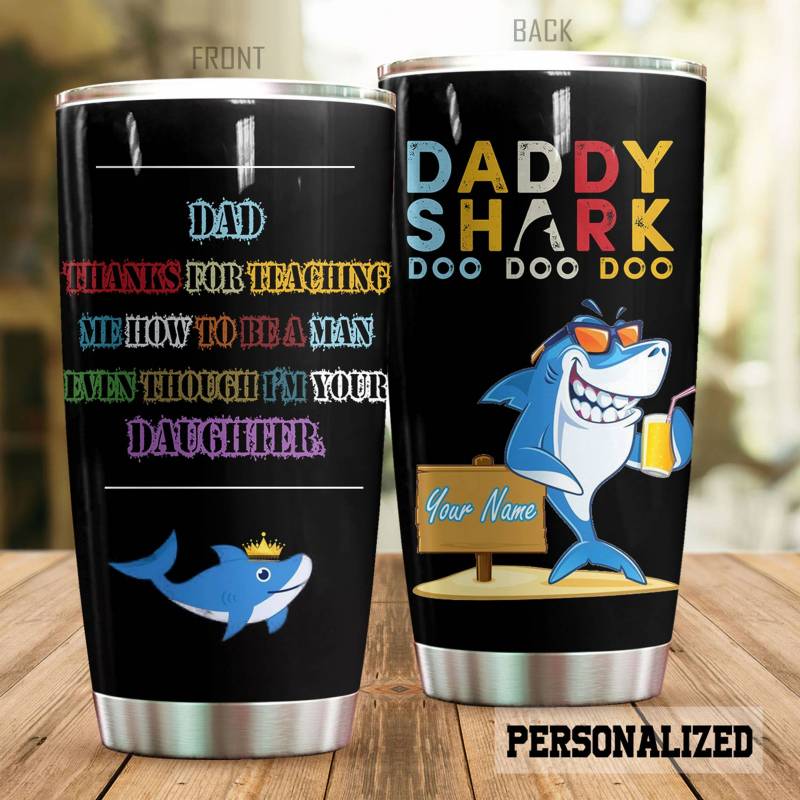 Cute Daddy Shark Personalized Tumbler TV7