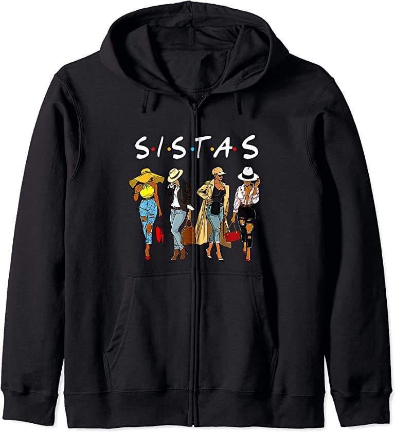 Proud Black Sistas Queen Melanin Afro African American Women Zip Hoodie