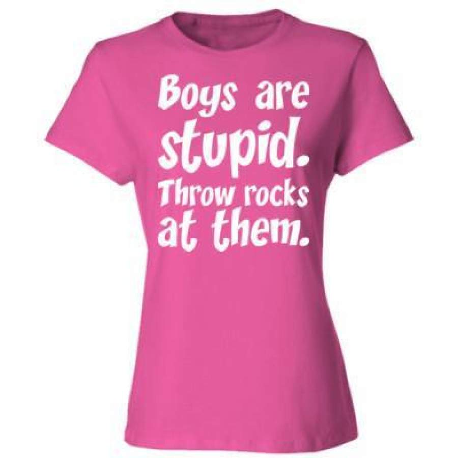 AGR Boys Are Stupid Throw Rocks At Them – Ladies’ Cotton T-Shirt