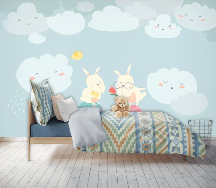 3D Cartoon Animal Bunny Kids Wall Mural Wallpaper Lll 1114