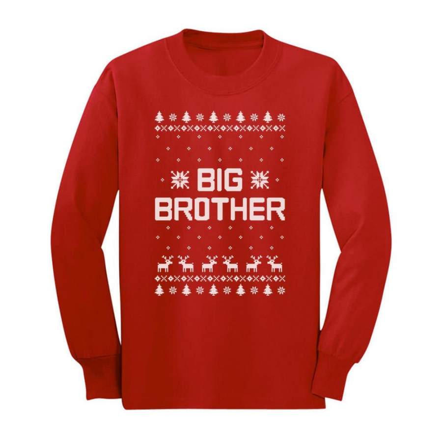 Big Brother Ugly Christmas Sweater Boys Sibling Toddler/Kids Long sleeve T-Shirt