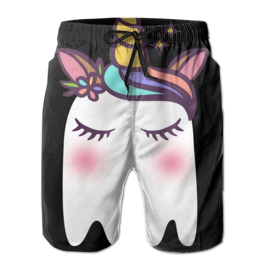 2 Pack Boonicorn Halloween Unicorn Ghost Poster Men Swim Trunks Drawstring Elastic Waist Quick Dry Beach Shorts with Mesh Lining Swimwear Bathing Suits